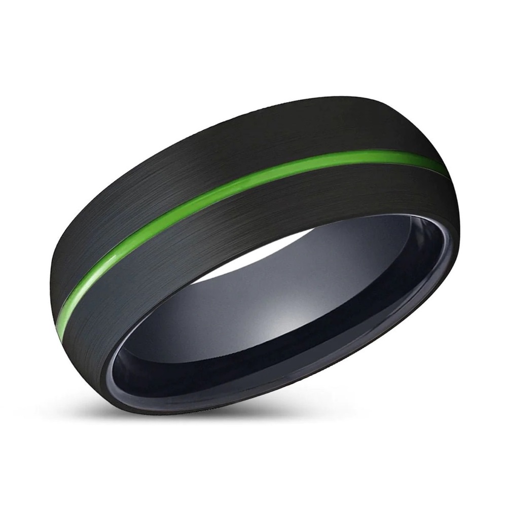 Black & Green Tungsten Carbide Ring